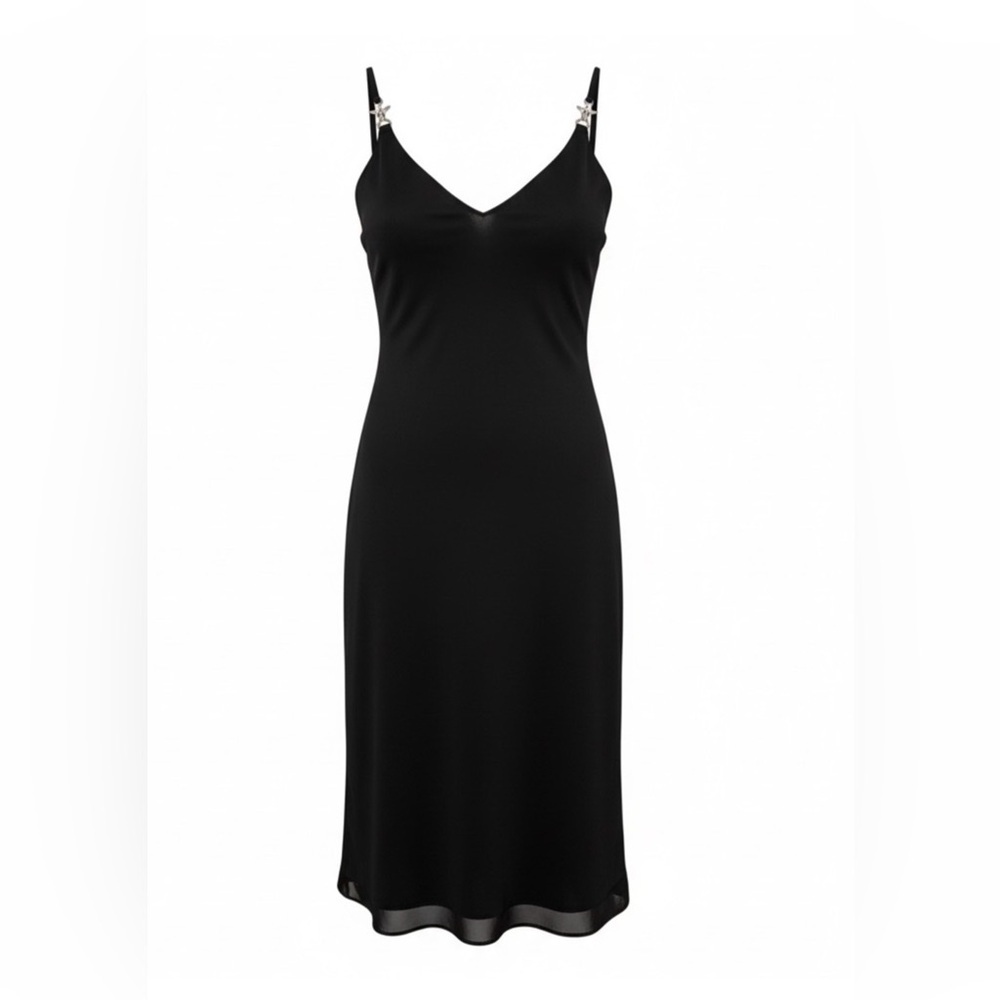 Sheri Martin New York Black Rhinestone Strap Cocktail Dress – 16